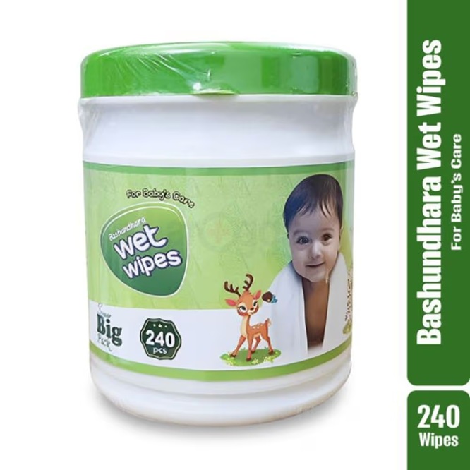 Bashundhara Wet Wipes For Baby's Care 240's Jar